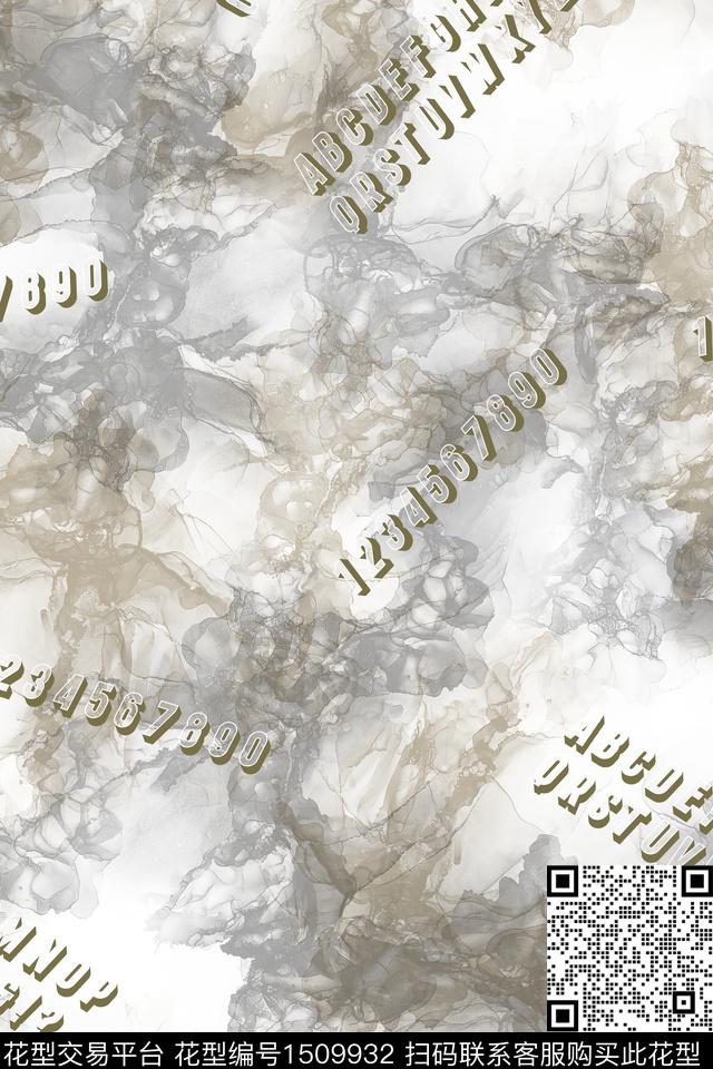 字母肌理男装数码印花华亿平台下载（图片编号: 1509932） - 瓦栏（Walan）