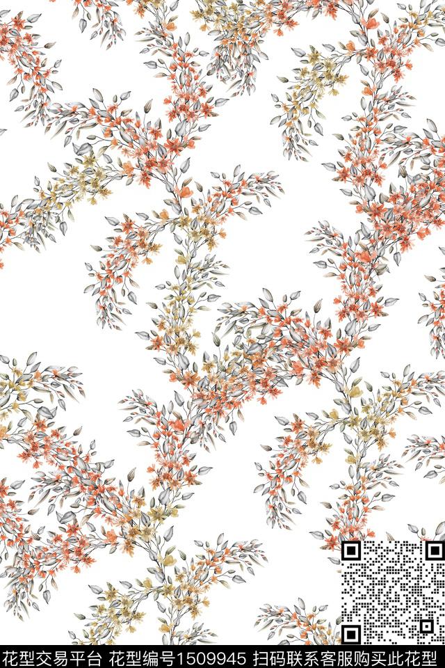 花卉大牌风小清新数码印花华亿平台下载（图片编号: 1509945） - 瓦栏（Walan）