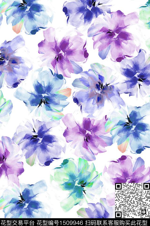 花卉大牌风小清新数码印花华亿平台下载（图片编号: 1509946） - 瓦栏（Walan）