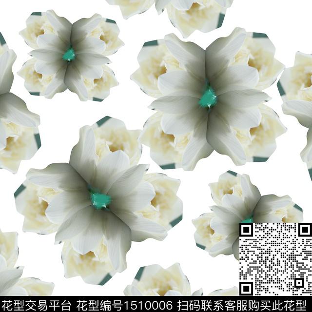 几何花卉花卉大牌风数码印花华亿平台下载（图片编号: 1510006） - 瓦栏（Walan）