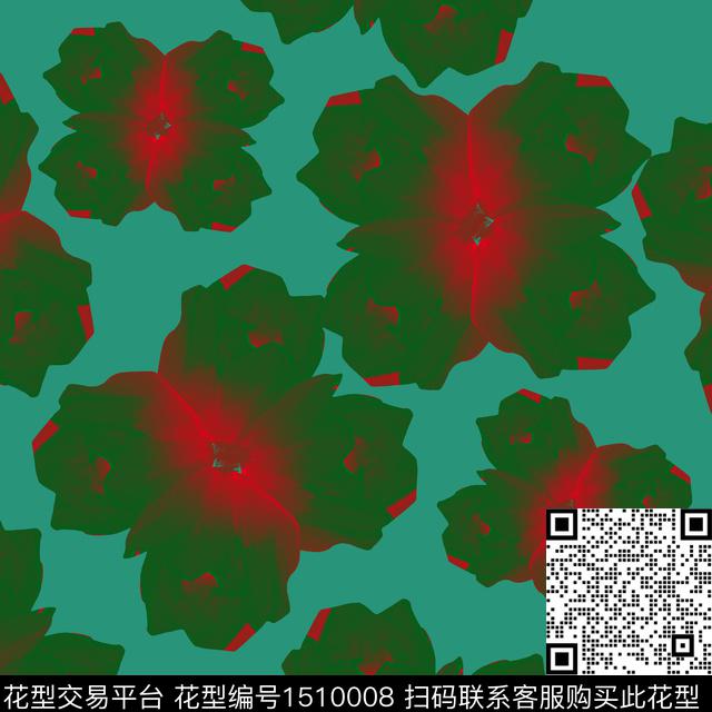 几何花卉花卉大牌风数码印花华亿平台下载（图片编号: 1510008） - 瓦栏（Walan）