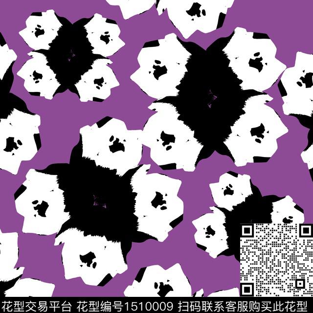 几何花卉花卉大牌风数码印花华亿平台下载（图片编号: 1510009） - 瓦栏（Walan）