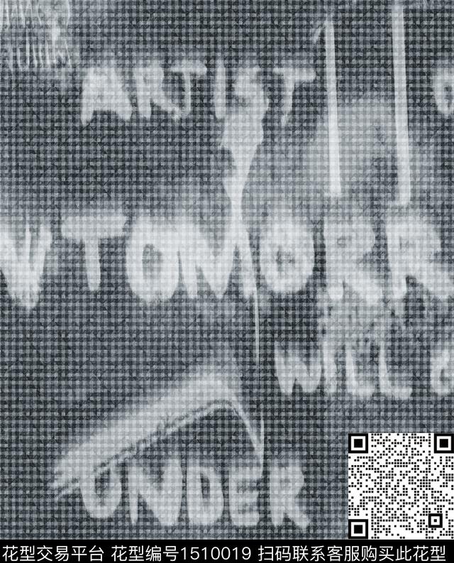 字母抽象男装布纹数码印花华亿平台下载（图片编号: 1510019） - 瓦栏（Walan）