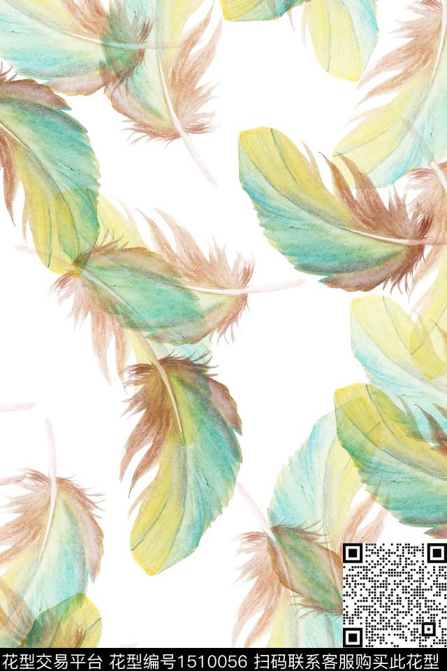 羽毛大牌风小清新数码印花华亿平台下载（图片编号: 1510056） - 瓦栏（Walan）