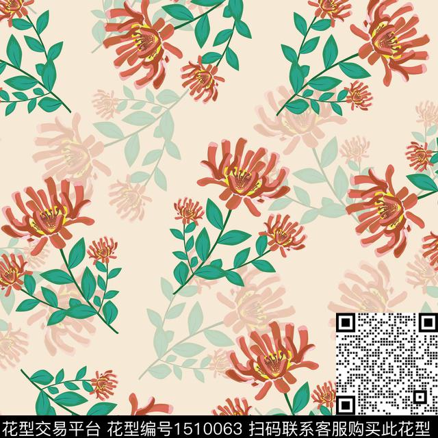 绿植树叶连衣裙大牌风数码印花华亿平台下载（图片编号: 1510063） - 瓦栏（Walan）