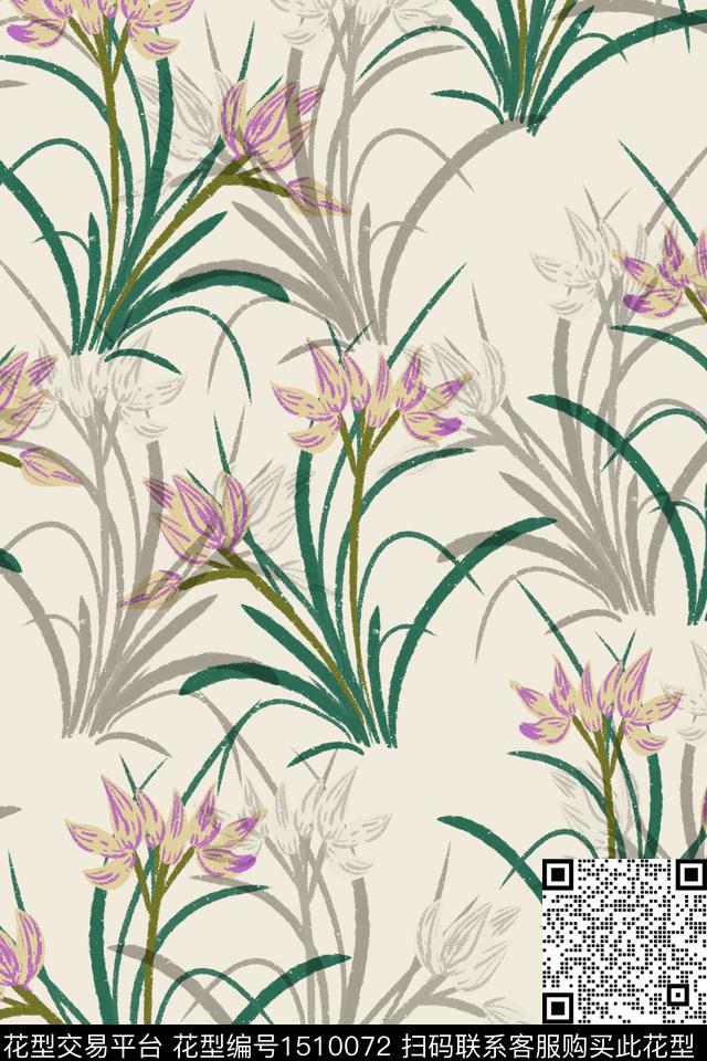 绿植树叶连衣裙大牌风数码印花华亿平台下载（图片编号: 1510072） - 瓦栏（Walan）