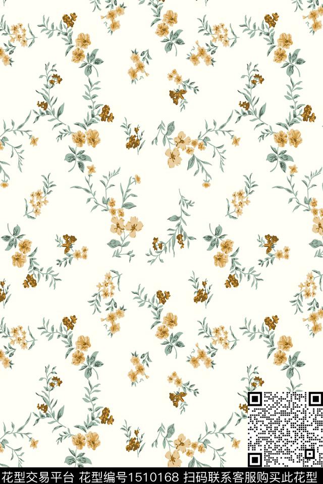 花卉小清新真丝数码印花华亿平台下载（图片编号: 1510168） - 瓦栏（Walan）