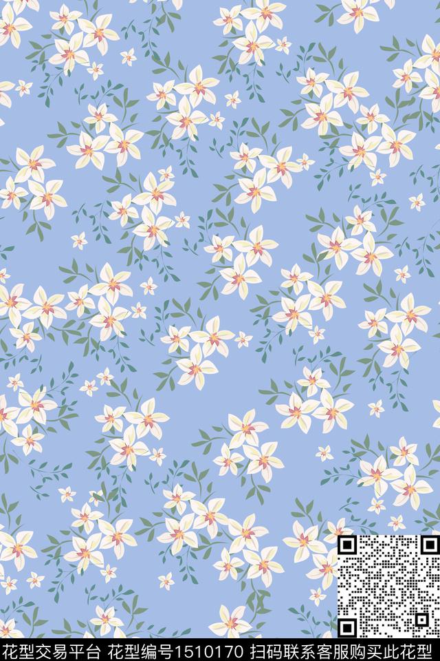 花卉小清新真丝数码印花华亿平台下载（图片编号: 1510170） - 瓦栏（Walan）