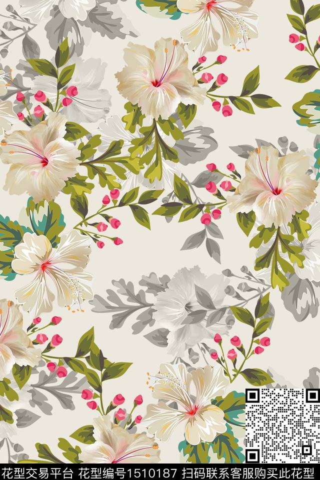 绿植树叶连衣裙大牌风数码印花华亿平台下载（图片编号: 1510187） - 瓦栏（Walan）