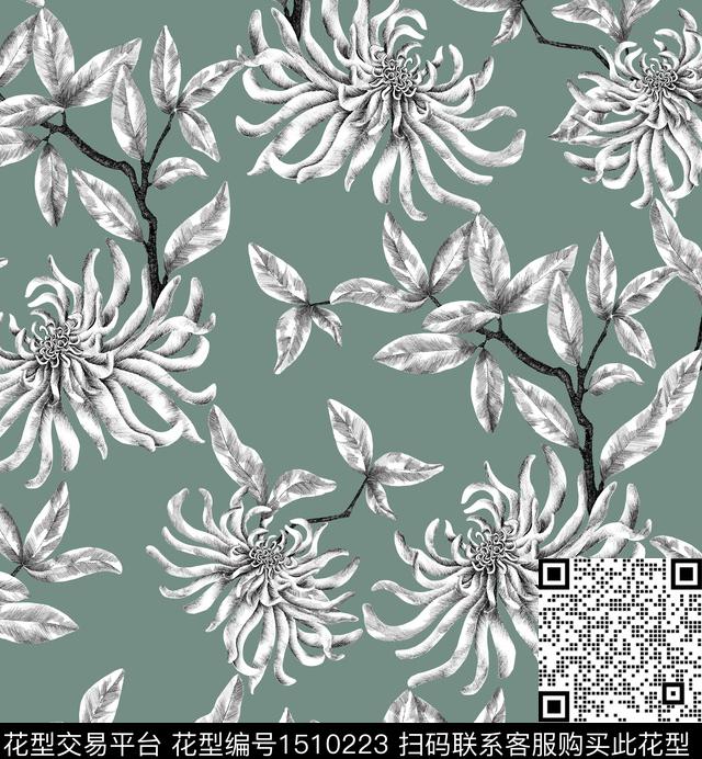 香云纱真丝中老年数码印花华亿平台下载（图片编号: 1510223） - 瓦栏（Walan）