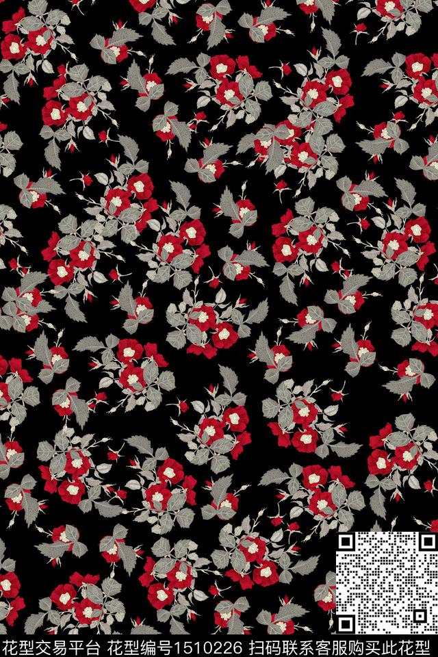 花卉大牌风小清新数码印花华亿平台下载（图片编号: 1510226） - 瓦栏（Walan）
