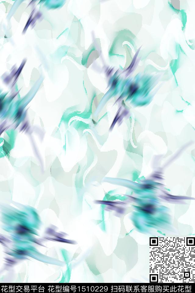 抽象小清新真丝数码印花华亿平台下载（图片编号: 1510229） - 瓦栏（Walan）