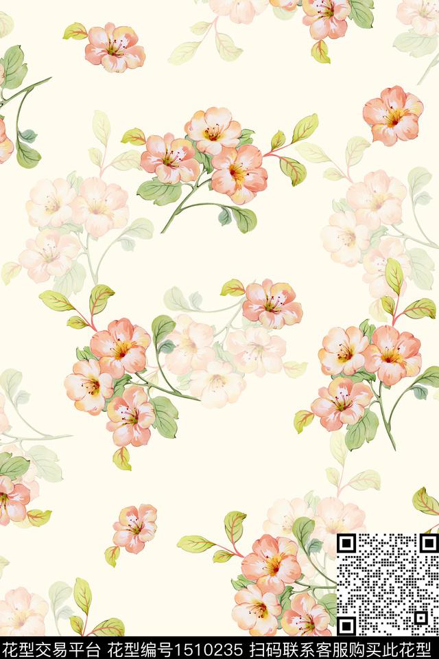 花卉小清新真丝数码印花华亿平台下载（图片编号: 1510235） - 瓦栏（Walan）