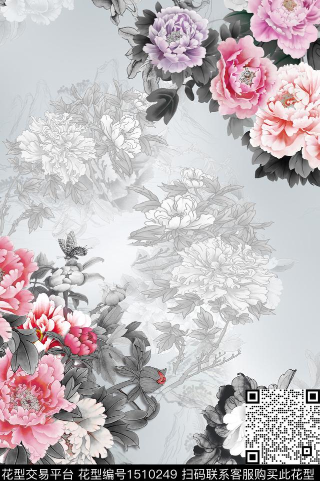 连衣裙绿植树叶花卉数码印花华亿平台下载（图片编号: 1510249） - 瓦栏（Walan）