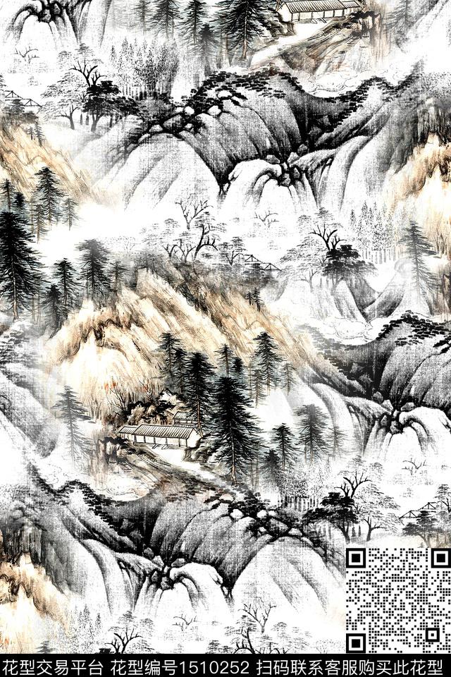 绿植树叶连衣裙大牌风数码印花华亿平台下载（图片编号: 1510252） - 瓦栏（Walan）