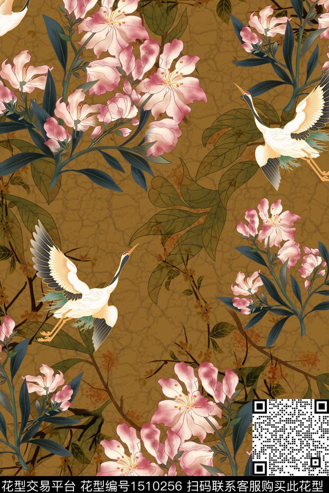 绿植树叶连衣裙大牌风数码印花华亿平台下载（图片编号: 1510256） - 瓦栏（Walan）