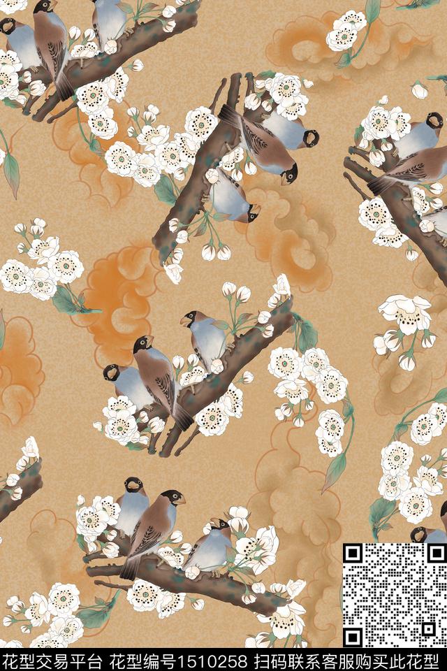 绿植树叶连衣裙大牌风数码印花华亿平台下载（图片编号: 1510258） - 瓦栏（Walan）