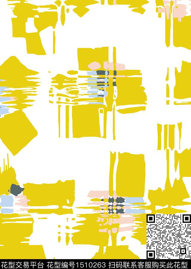 时尚几何抽象花卉传统印花华亿平台下载（图片编号: 1510263） - 瓦栏（Walan）