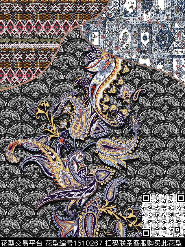 几何女装定位花民族风数码印花华亿平台下载（图片编号: 1510267） - 瓦栏（Walan）