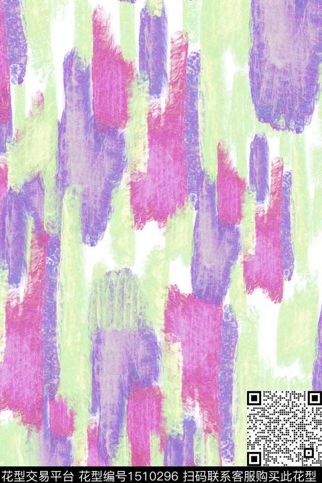 时尚抽象手绘笔触数码印花华亿平台下载（图片编号: 1510296） - 瓦栏（Walan）