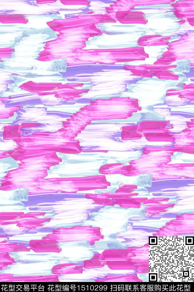 时尚流行手绘笔触抽象数码印花华亿平台下载（图片编号: 1510299） - 瓦栏（Walan）