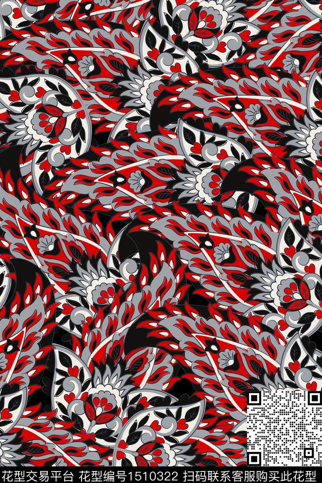 女装民族风佩斯利数码印花华亿平台下载（图片编号: 1510322） - 瓦栏（Walan）