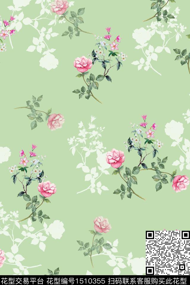 花卉小清新真丝数码印花华亿平台下载（图片编号: 1510355） - 瓦栏（Walan）