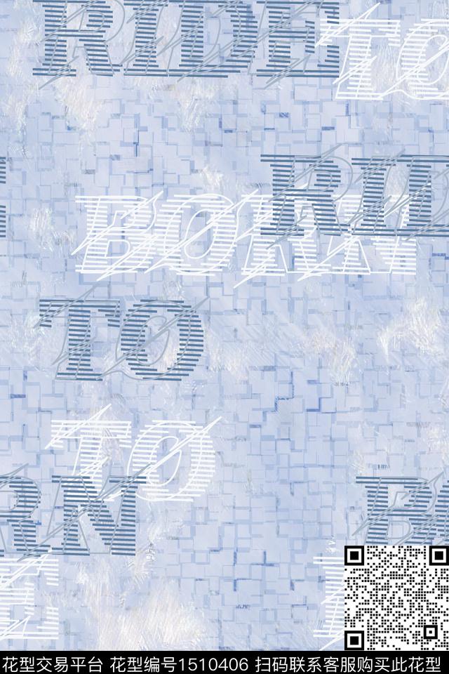 字母肌理男装数码印花华亿平台下载（图片编号: 1510406） - 瓦栏（Walan）