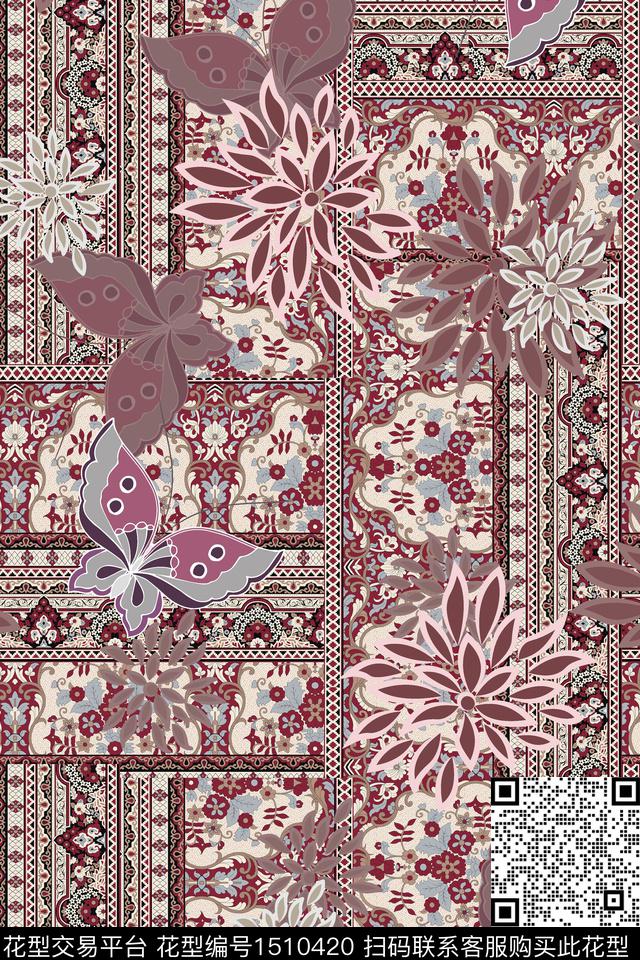 民族风佩斯利香云纱数码印花华亿平台下载（图片编号: 1510420） - 瓦栏（Walan）