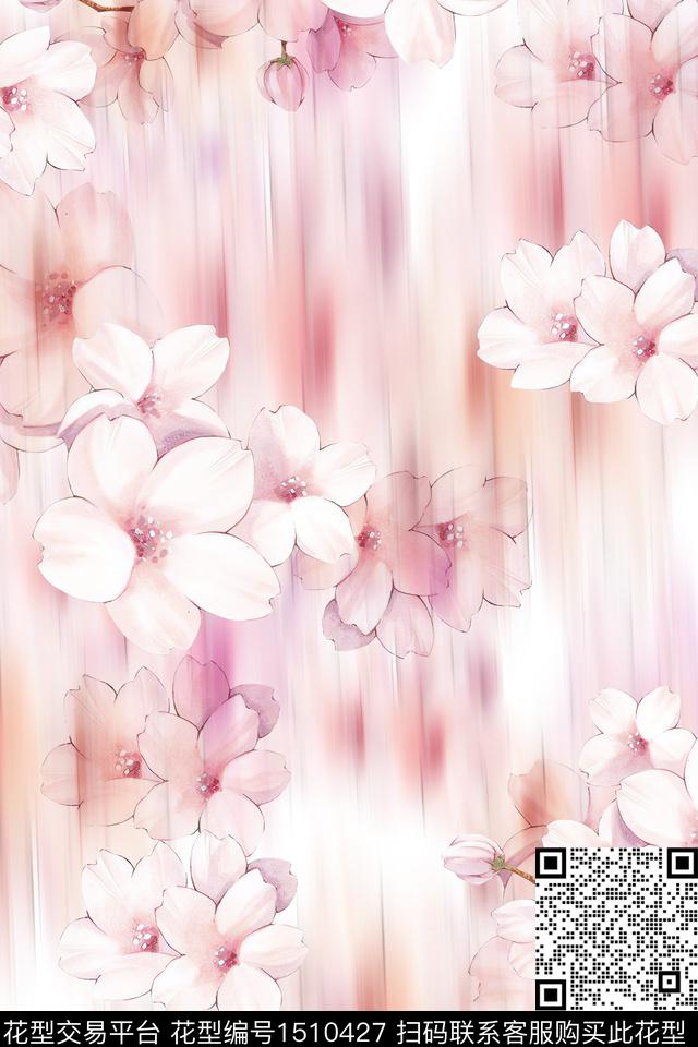 花卉大牌风小清新数码印花华亿平台下载（图片编号: 1510427） - 瓦栏（Walan）