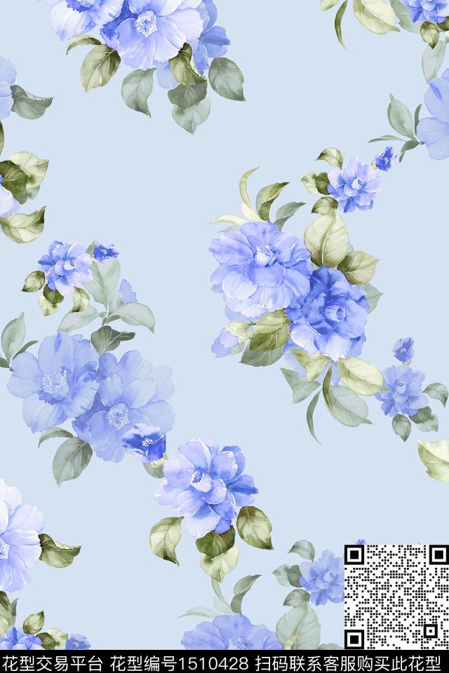 绿植树叶花卉大牌风数码印花华亿平台下载（图片编号: 1510428） - 瓦栏（Walan）