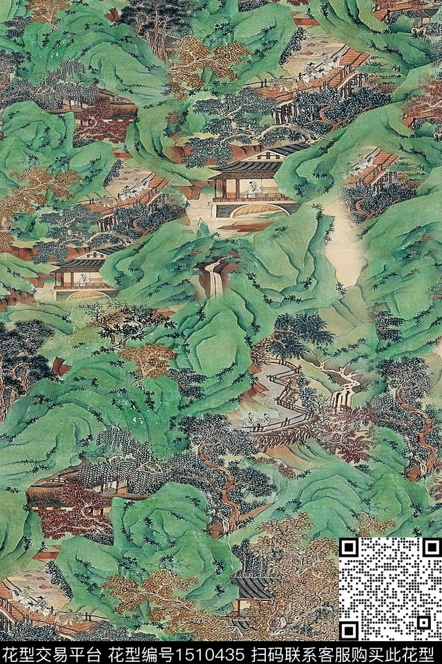 香云纱中国风国画数码印花华亿平台下载（图片编号: 1510435） - 瓦栏（Walan）