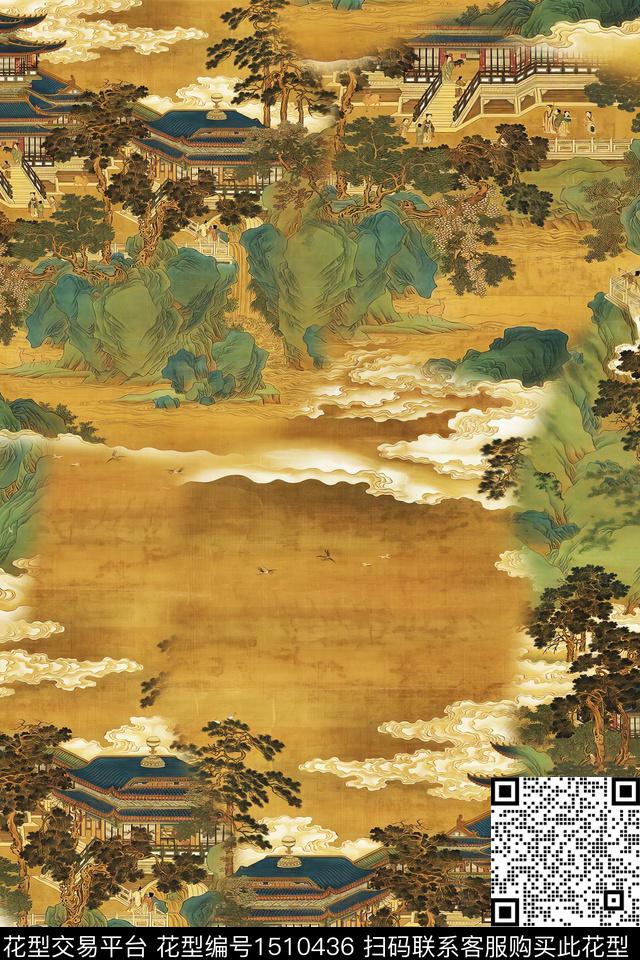 香云纱中国风国画数码印花华亿平台下载（图片编号: 1510436） - 瓦栏（Walan）