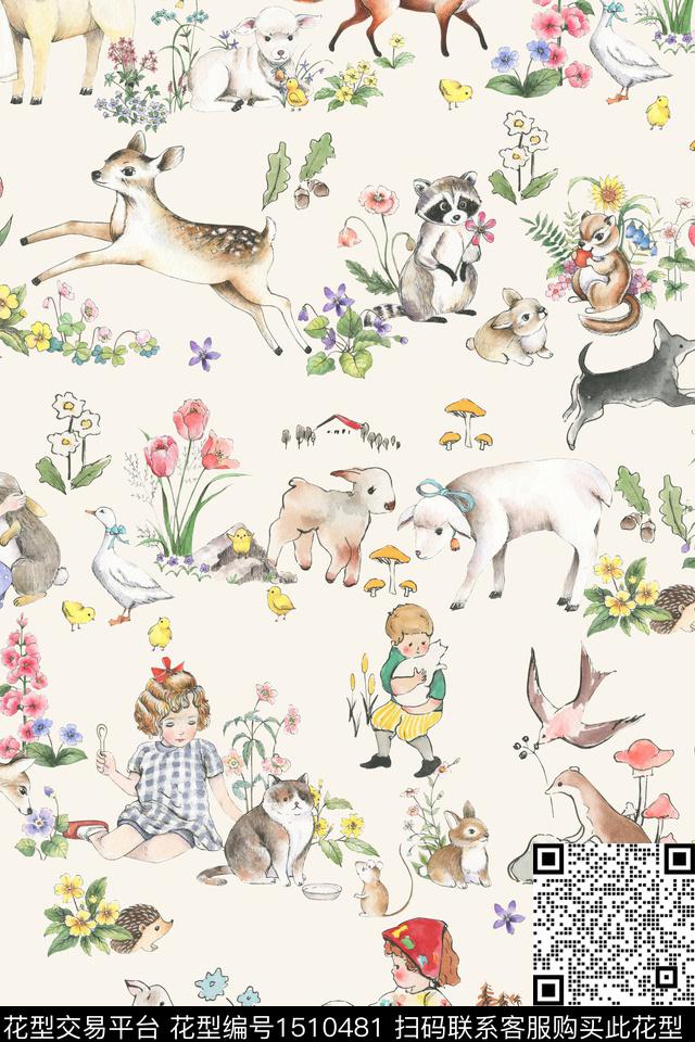 水彩人物抽象数码印花华亿平台下载（图片编号: 1510481） - 瓦栏（Walan）