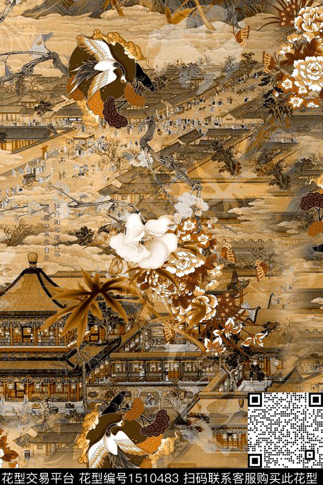 民族风花卉中国风传统印花华亿平台下载（图片编号: 1510483） - 瓦栏（Walan）