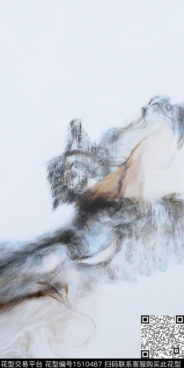 定位花大牌风抽象传统印花华亿平台下载（图片编号: 1510487） - 瓦栏（Walan）