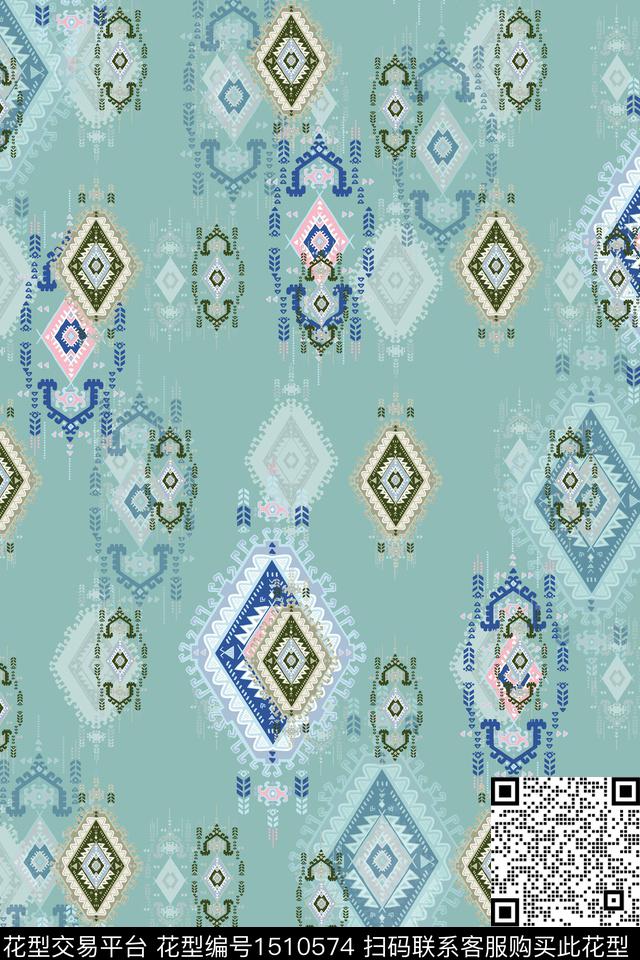 民族风佩斯利大牌风数码印花华亿平台下载（图片编号: 1510574） - 瓦栏（Walan）