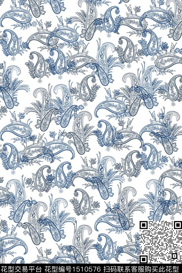 民族风佩斯利大牌风数码印花华亿平台下载（图片编号: 1510576） - 瓦栏（Walan）