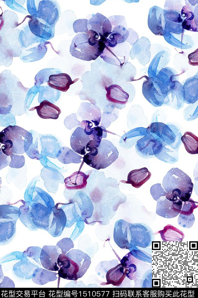 花卉大牌风小清新数码印花华亿平台下载（图片编号: 1510577） - 瓦栏（Walan）