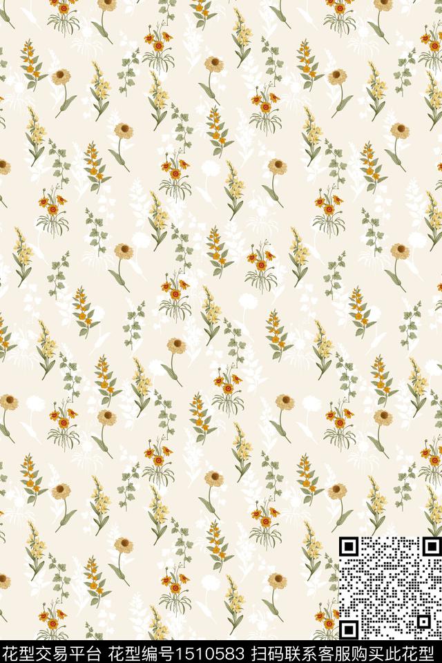 花卉小清新真丝数码印花华亿平台下载（图片编号: 1510583） - 瓦栏（Walan）