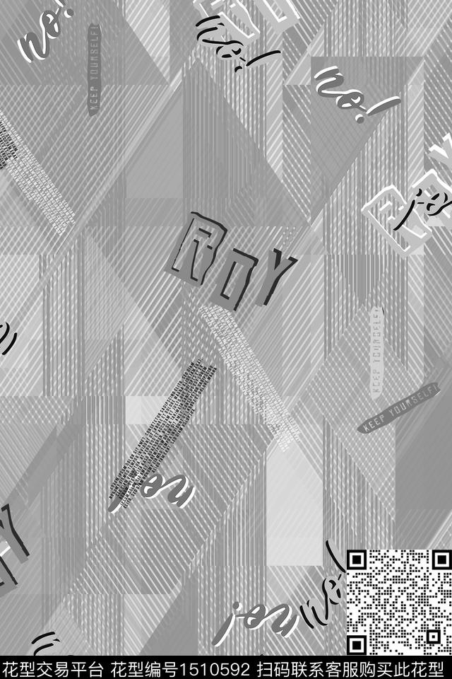 字母肌理男装数码印花华亿平台下载（图片编号: 1510592） - 瓦栏（Walan）