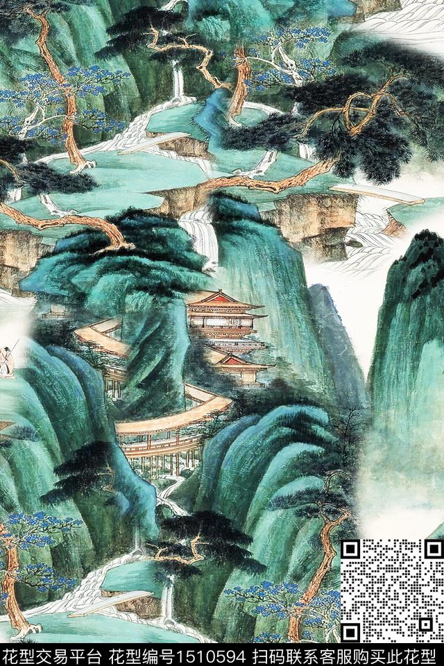 香云纱国画中老年数码印花华亿平台下载（图片编号: 1510594） - 瓦栏（Walan）