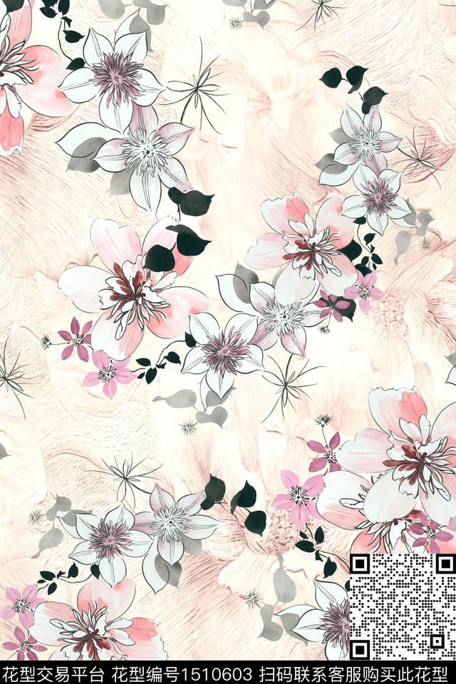 女装花卉春夏华亿平台数码印花华亿平台下载（图片编号: 1510603） - 瓦栏（Walan）