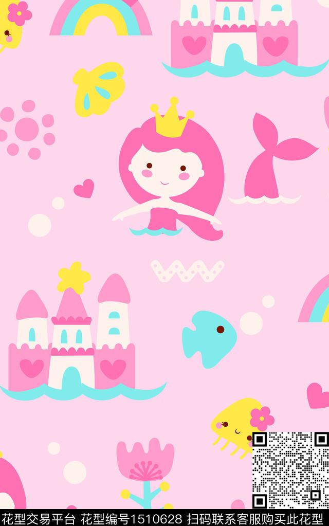 美人鱼日韩手绘传统印花华亿平台下载（图片编号: 1510628） - 瓦栏（Walan）