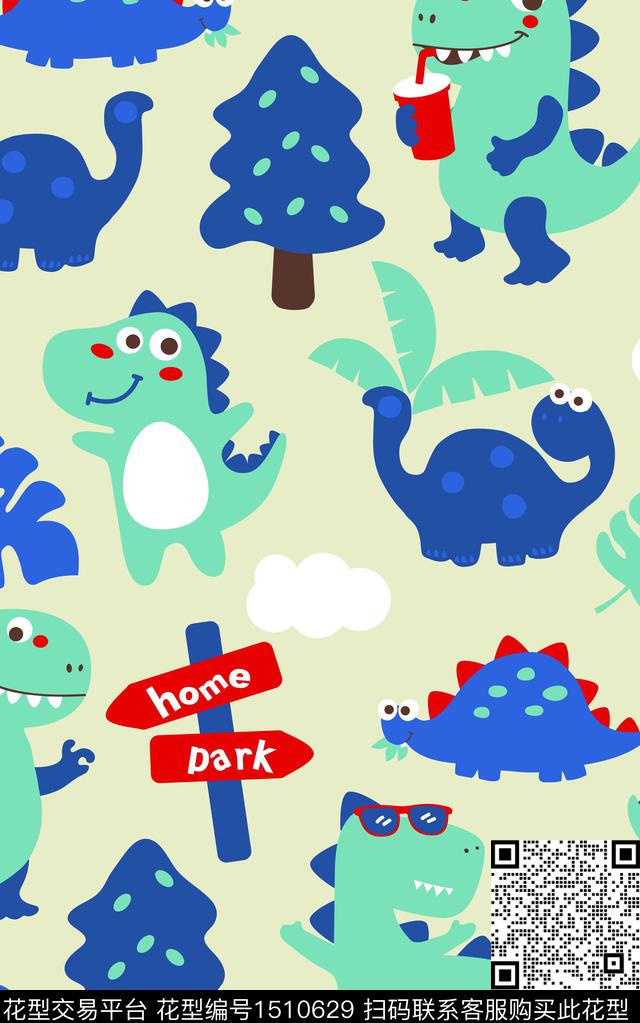 童装恐龙手绘传统印花华亿平台下载（图片编号: 1510629） - 瓦栏（Walan）