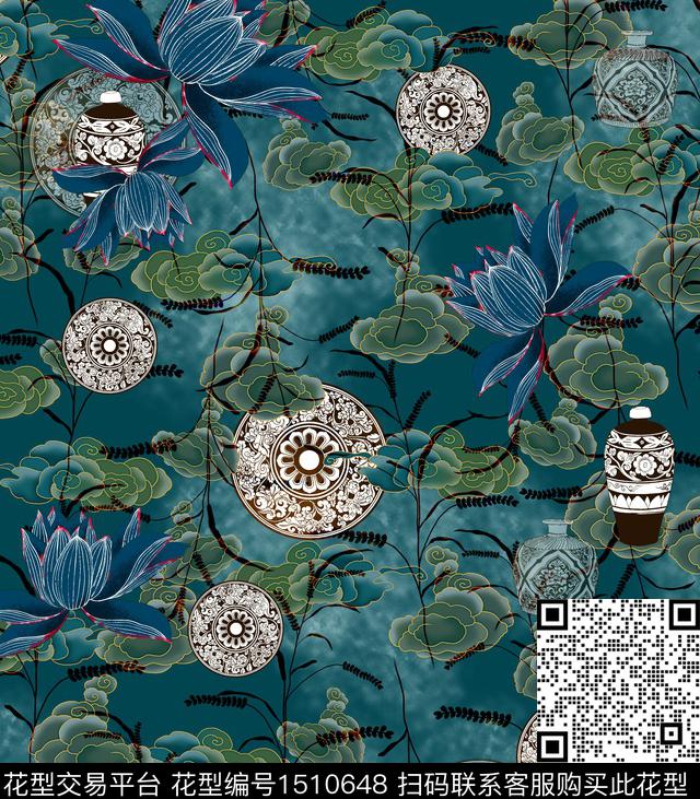 女装花卉中国风传统印花华亿平台下载（图片编号: 1510648） - 瓦栏（Walan）