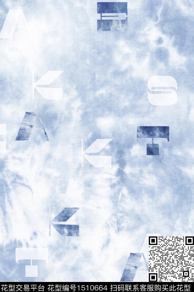 字母肌理男装数码印花华亿平台下载（图片编号: 1510664） - 瓦栏（Walan）