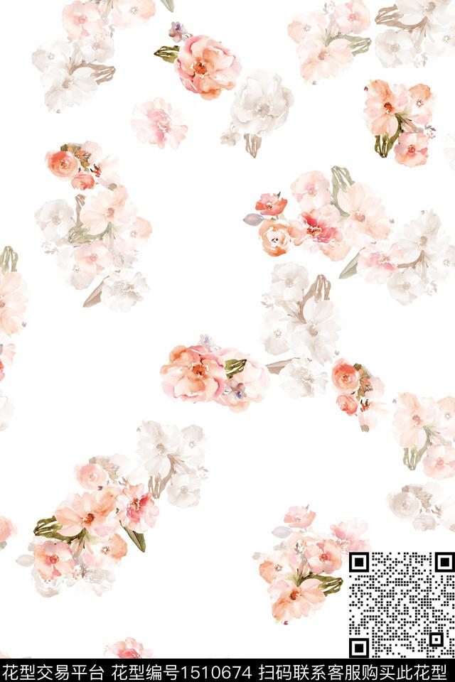 花卉大牌风小清新数码印花华亿平台下载（图片编号: 1510674） - 瓦栏（Walan）