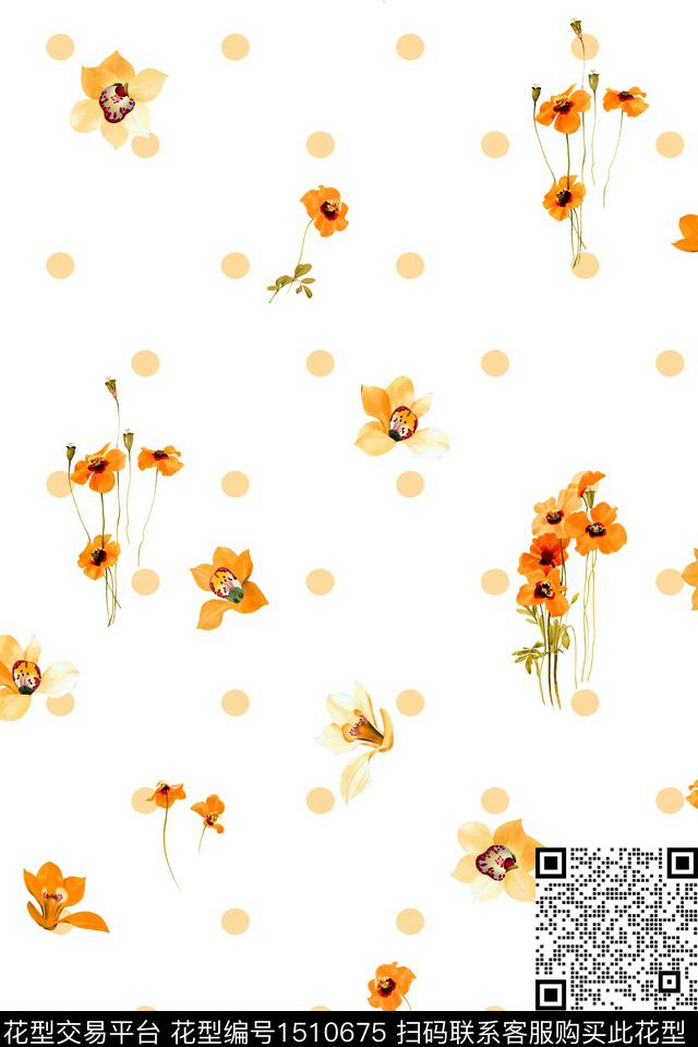 花卉大牌风小清新数码印花华亿平台下载（图片编号: 1510675） - 瓦栏（Walan）