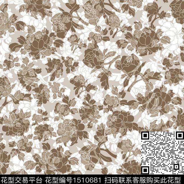 连衣裙女装花卉数码印花华亿平台下载（图片编号: 1510681） - 瓦栏（Walan）